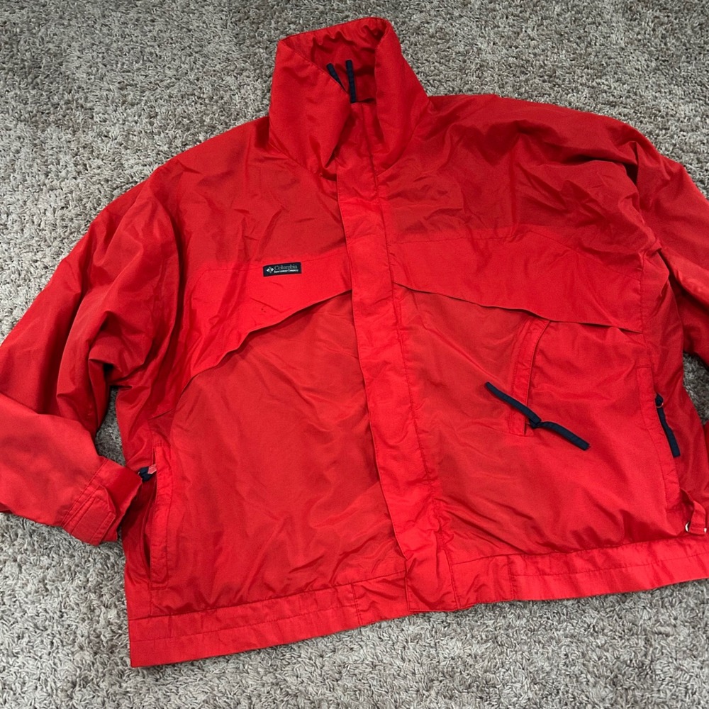 Vintage Columbia Sportswear Company Red Full Zip Windbreaker Mens XL